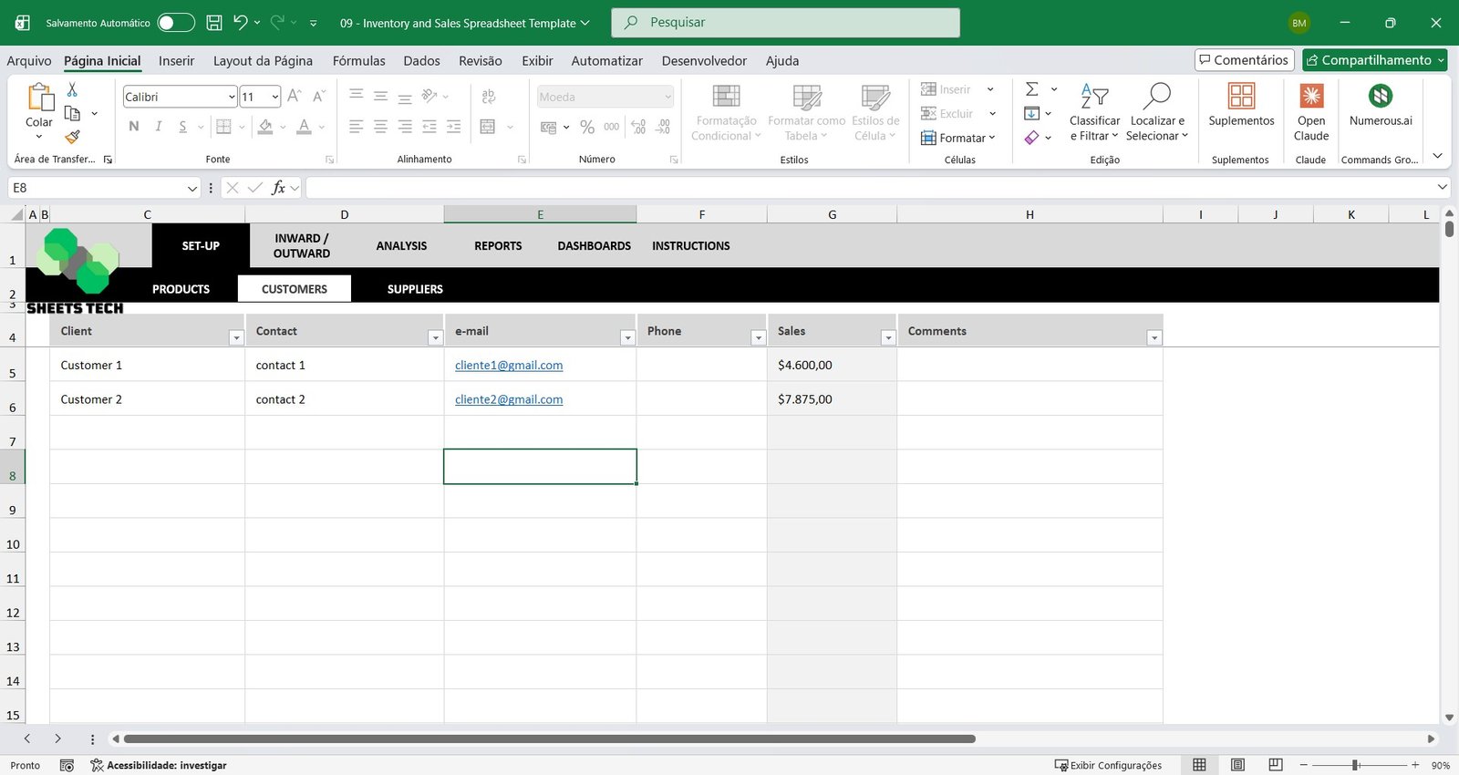 IInventory and Sales Spreadsheet Template 02