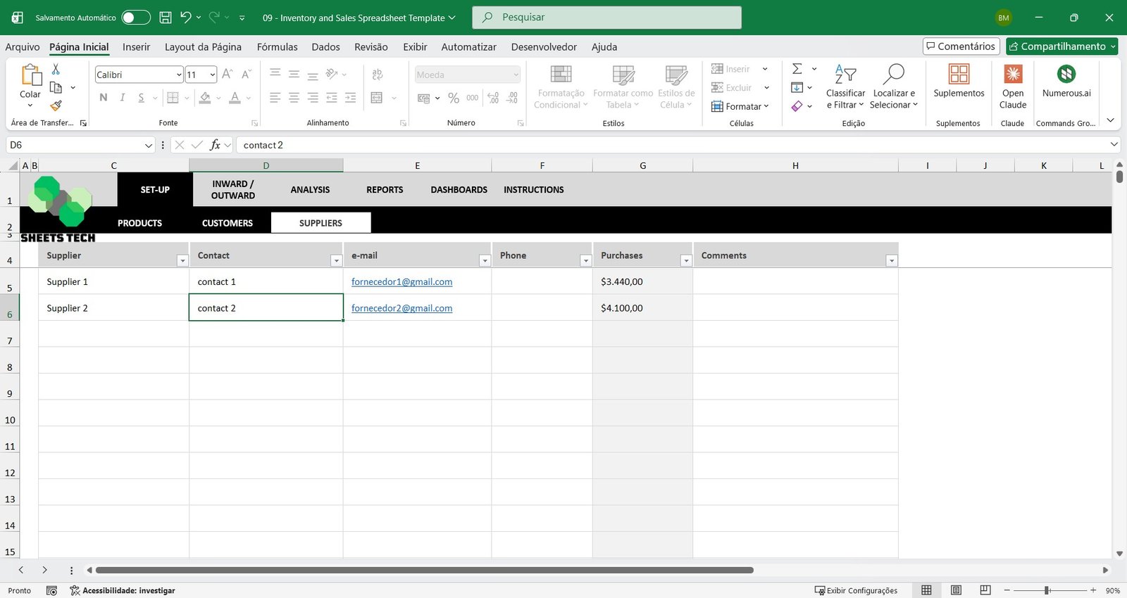 IInventory and Sales Spreadsheet Template 03