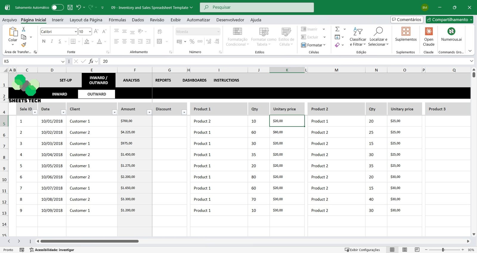IInventory and Sales Spreadsheet Template 05
