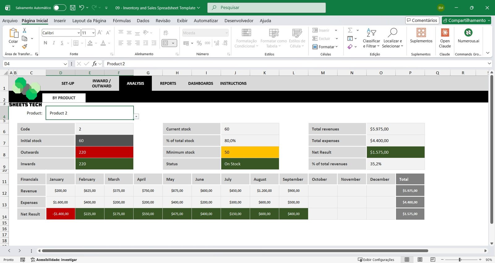 IInventory and Sales Spreadsheet Template 06