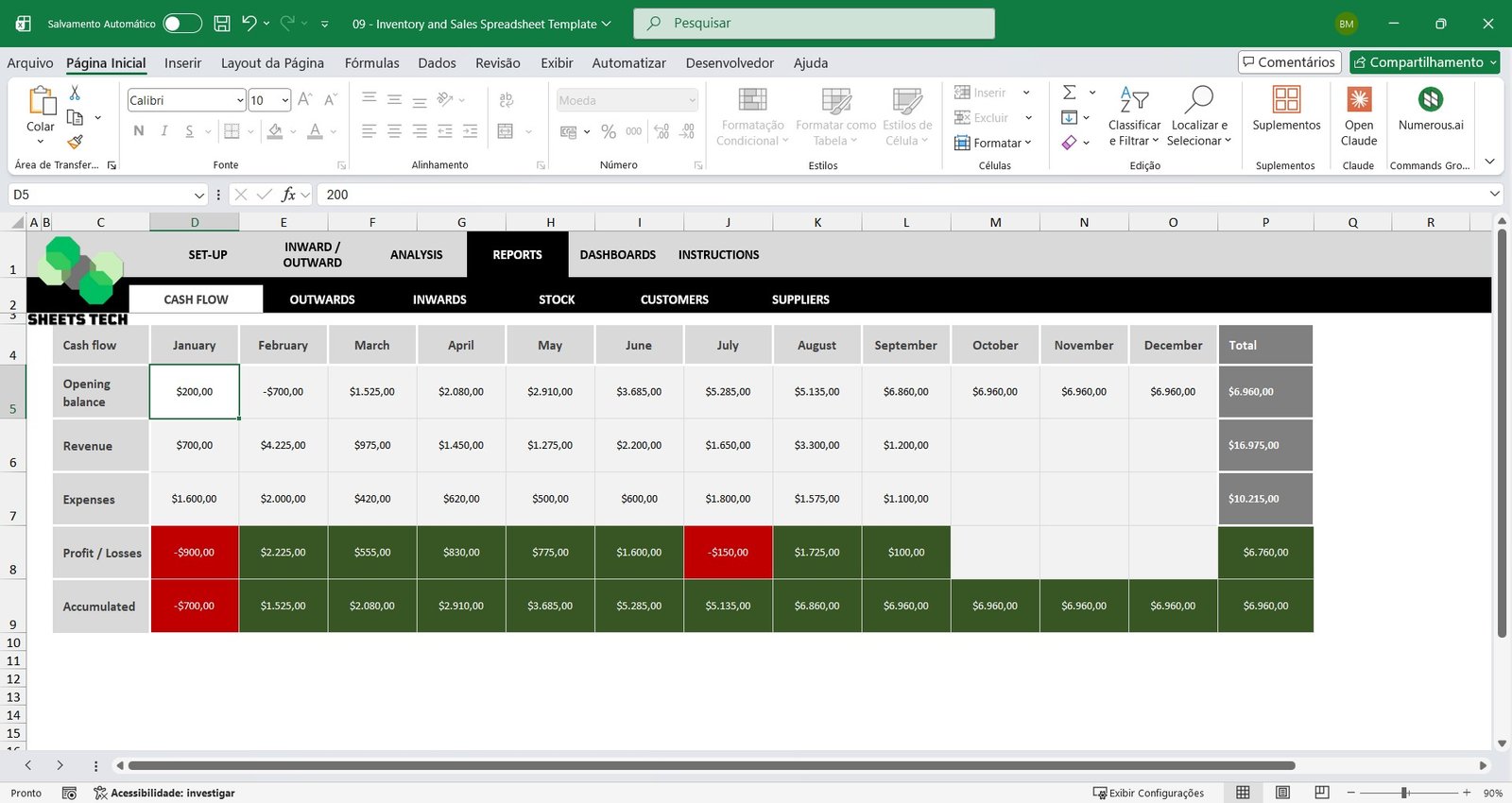 IInventory and Sales Spreadsheet Template 07
