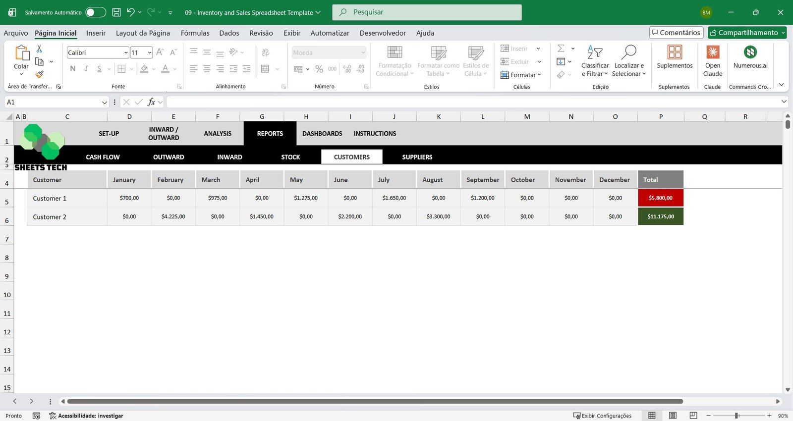 IInventory and Sales Spreadsheet Template 09