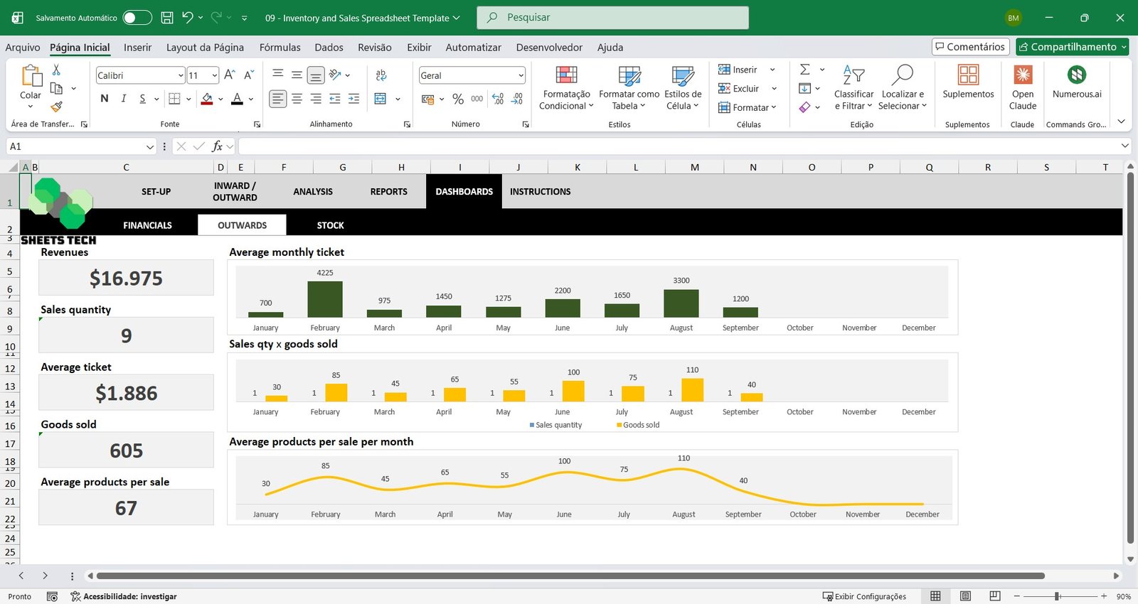IInventory and Sales Spreadsheet Template 11