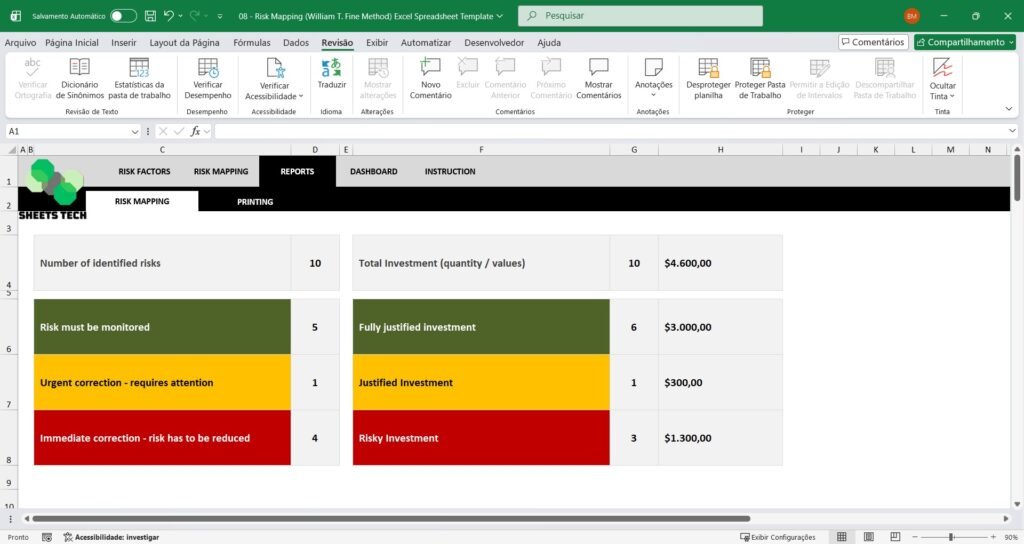 Fine Risk Method Risk Mapping (William T. Fine Method) Excel Spreadsheet Template ...