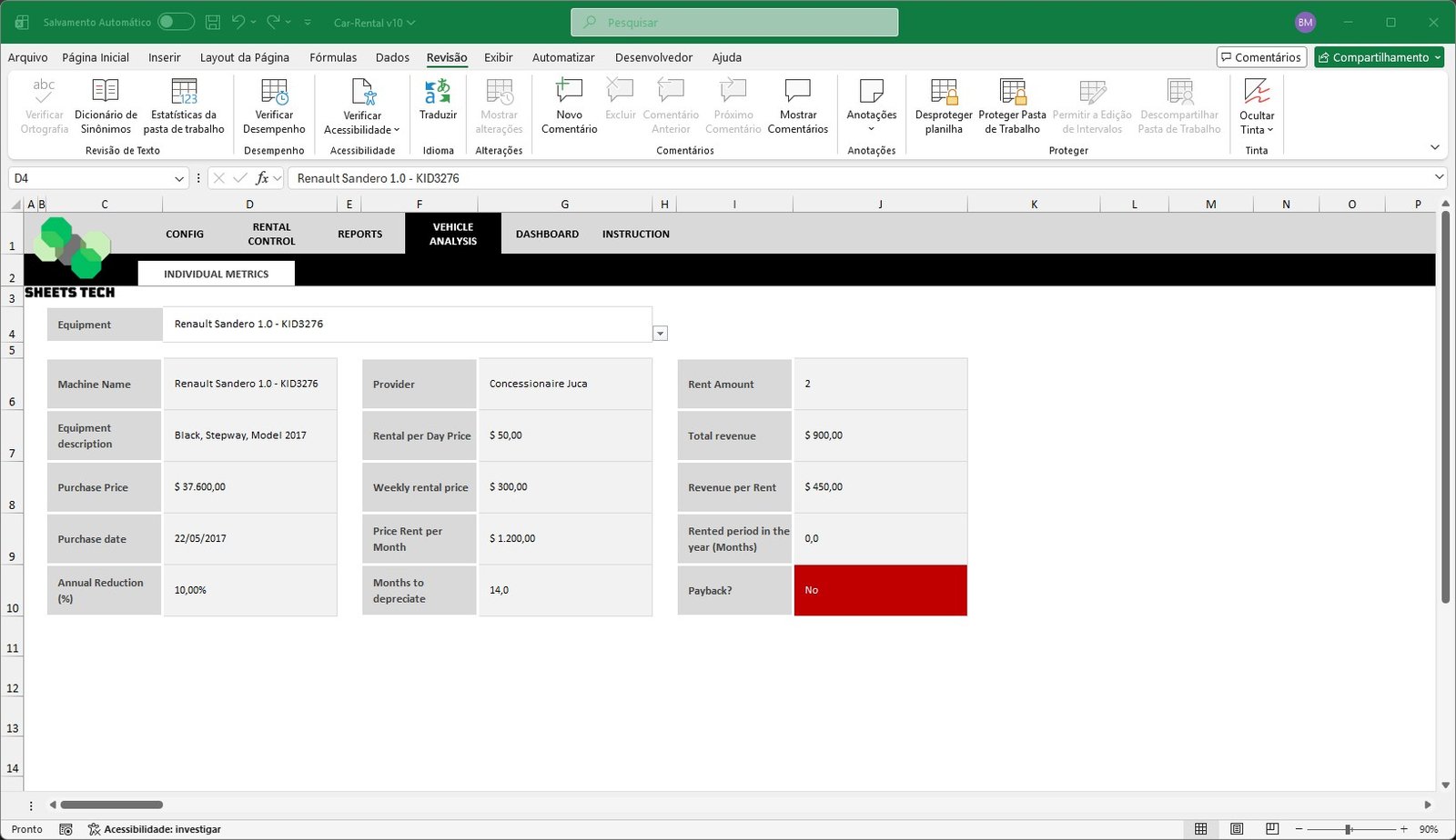 Car Rental Excel Spreadsheet Template - Image 2