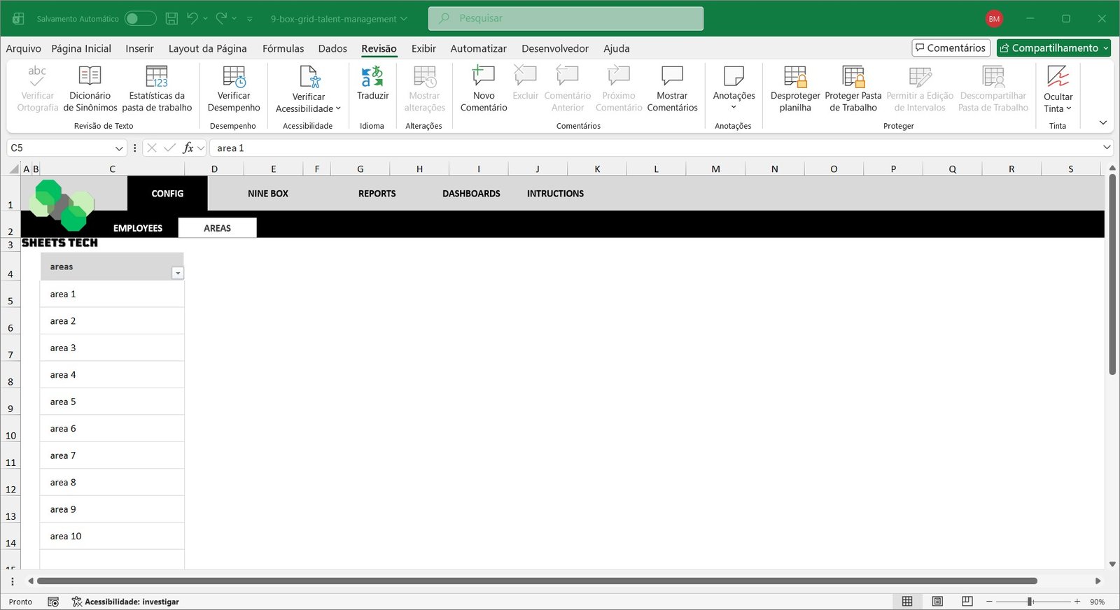 Nine Box Matrix Spreadsheet in Excel - Image 7