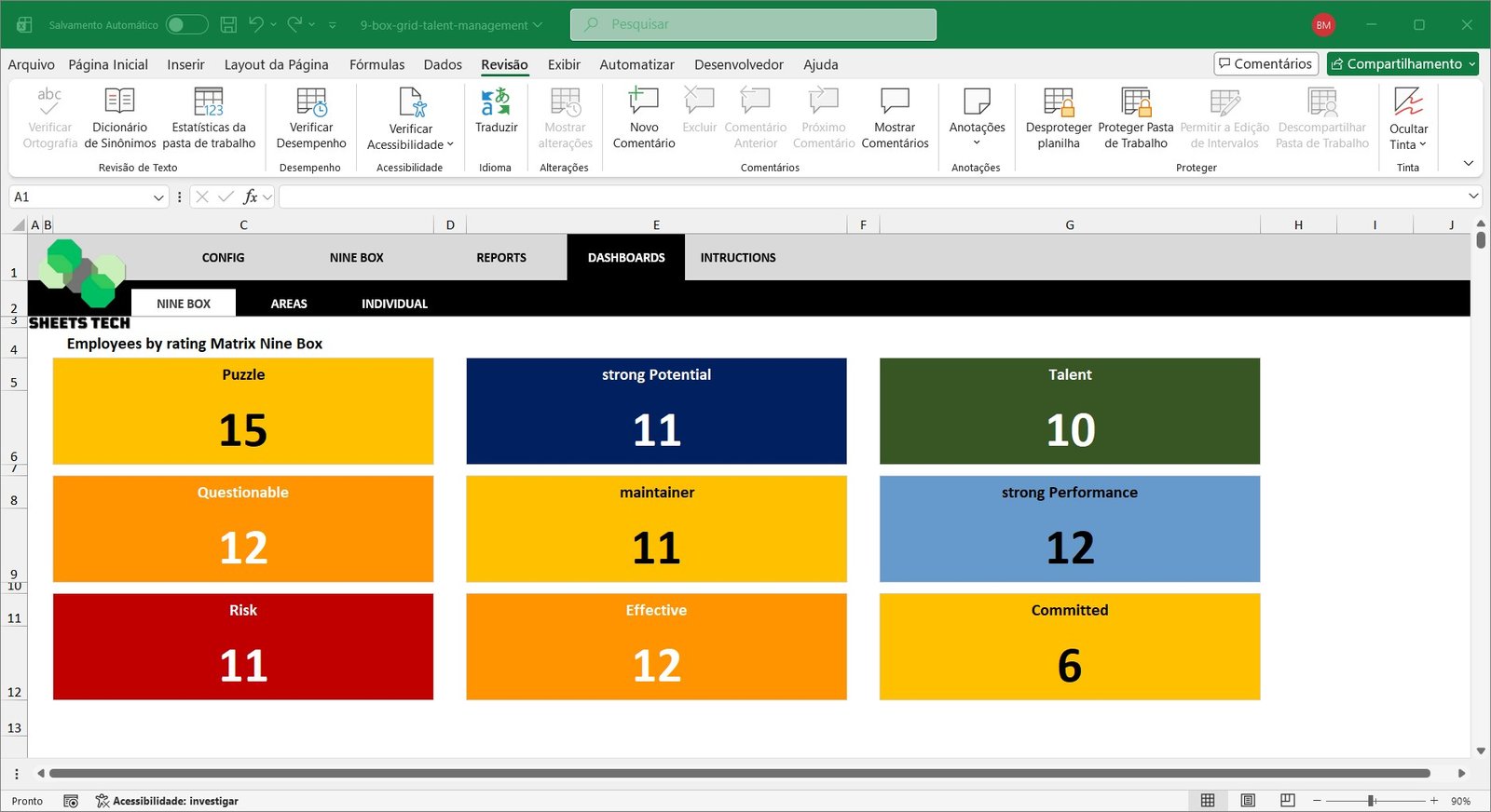 Nine Box Matrix Spreadsheet in Excel - Image 3