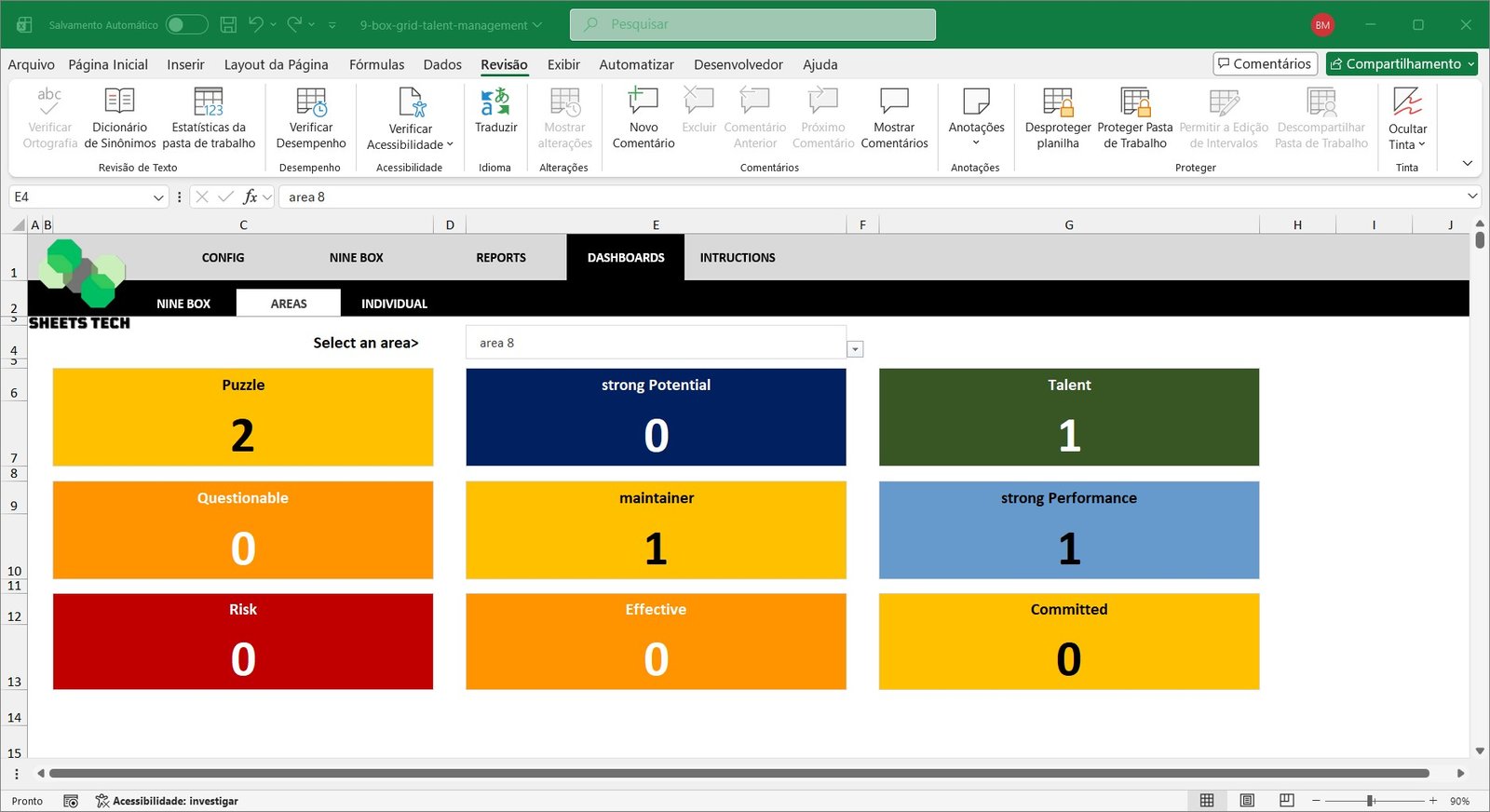 Nine Box Matrix Spreadsheet in Excel - Image 5