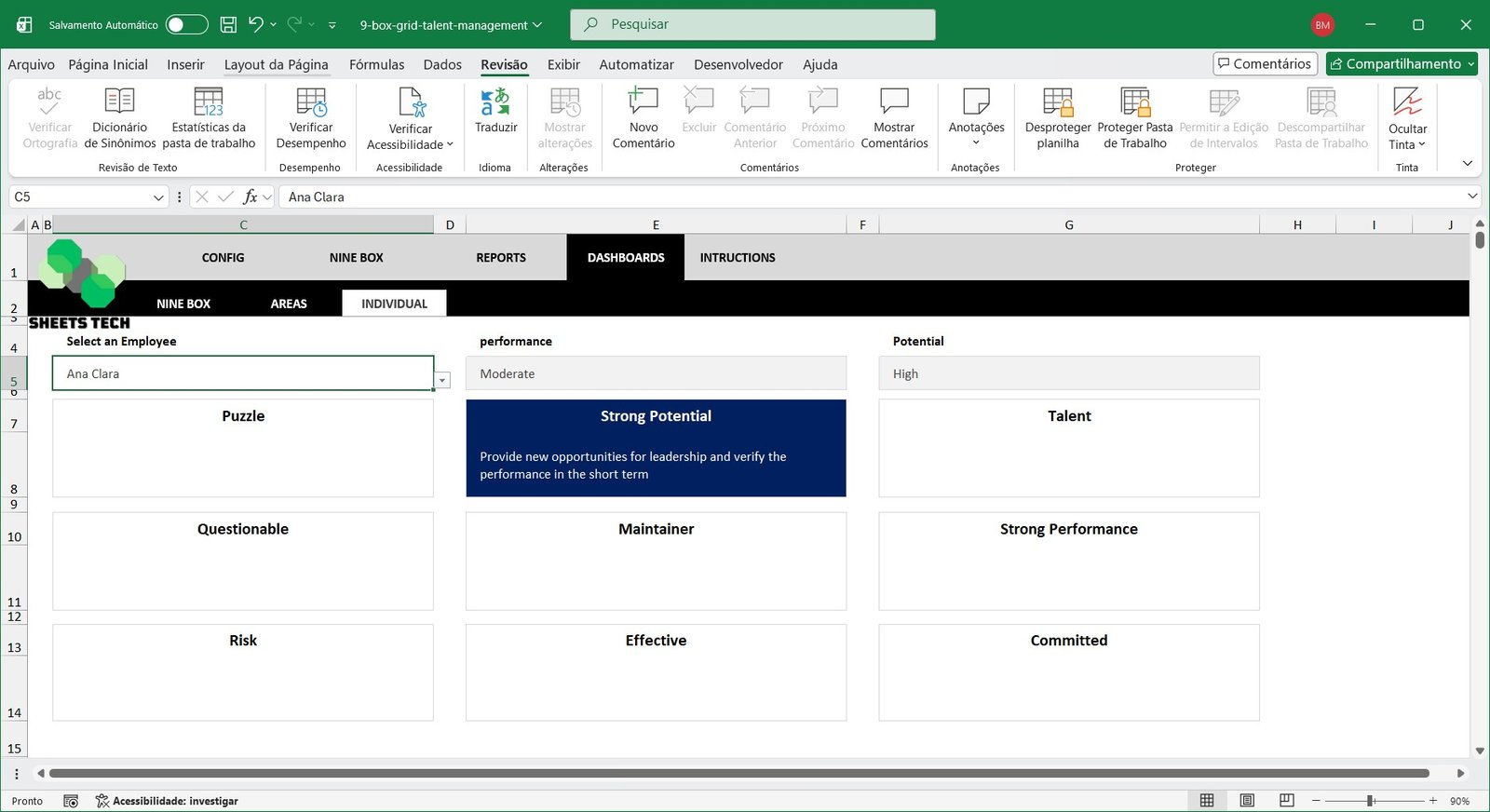 Nine Box Matrix Spreadsheet in Excel - Image 9