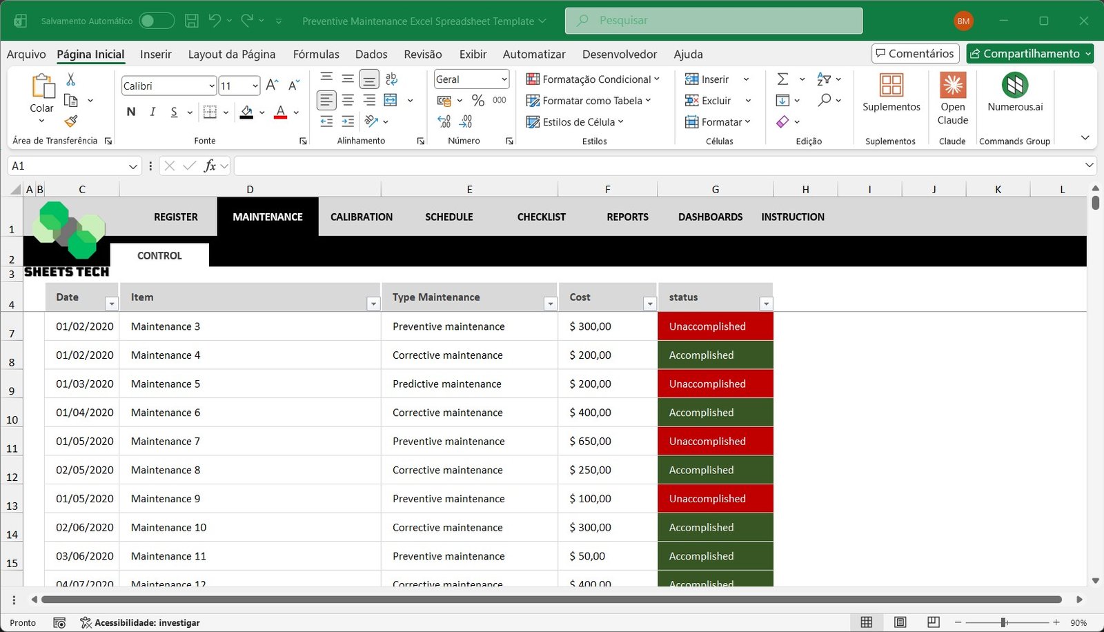 Preventive Maintenance Excel Spreadsheet Template - Image 3