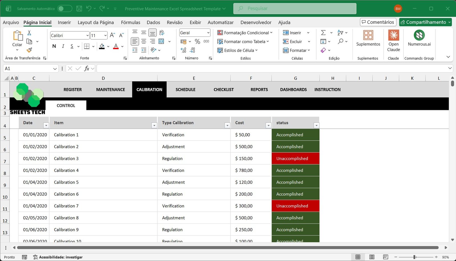 Preventive Maintenance Excel Spreadsheet Template - Image 4