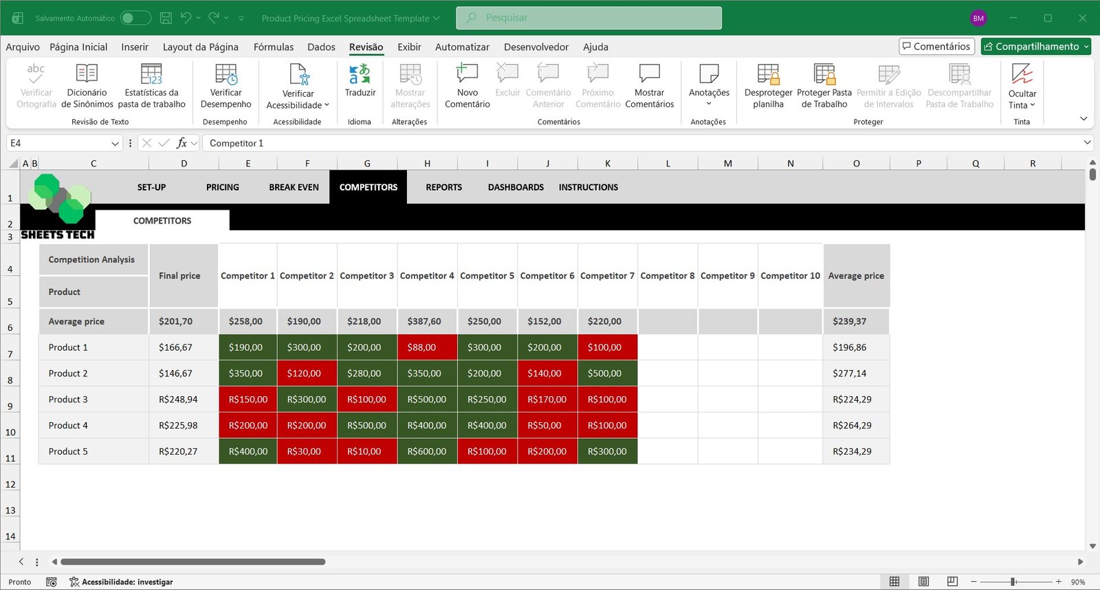 Product Pricing Excel Spreadsheet Template - Image 2