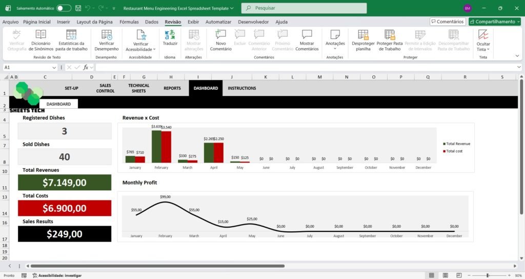 Restaurant Menu Engineering Excel Spreadsheet Template - Sheets Tech