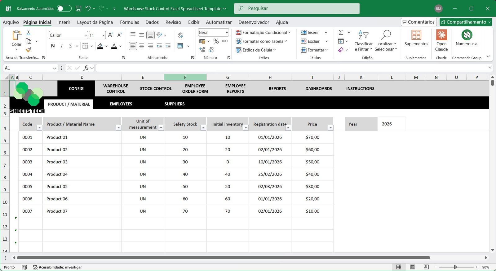 Warehouse Stock Control Excel Spreadsheet Template - Image 4