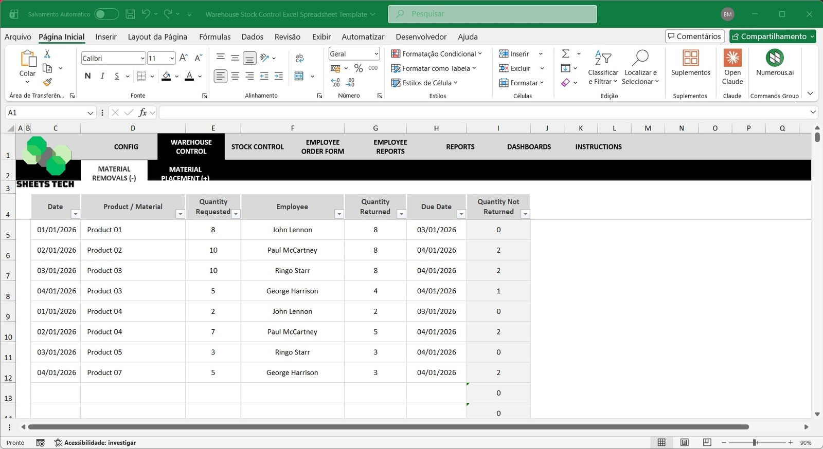 Warehouse Stock Control Excel Spreadsheet Template - Image 7