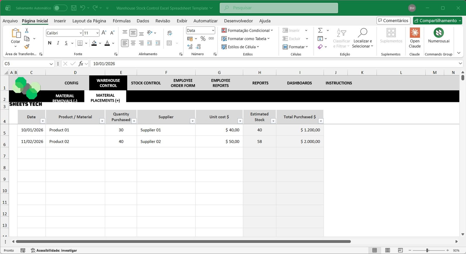 Warehouse Stock Control Excel Spreadsheet Template - Image 8