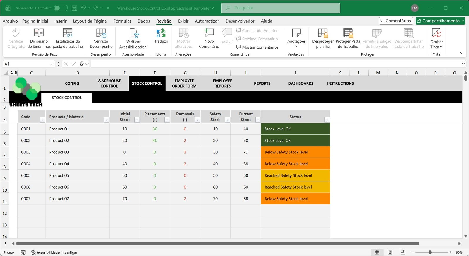 Warehouse Stock Control Excel Spreadsheet Template - Image 2