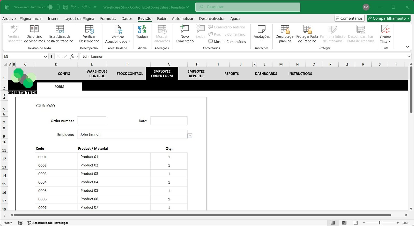 Warehouse Stock Control Excel Spreadsheet Template - Image 9