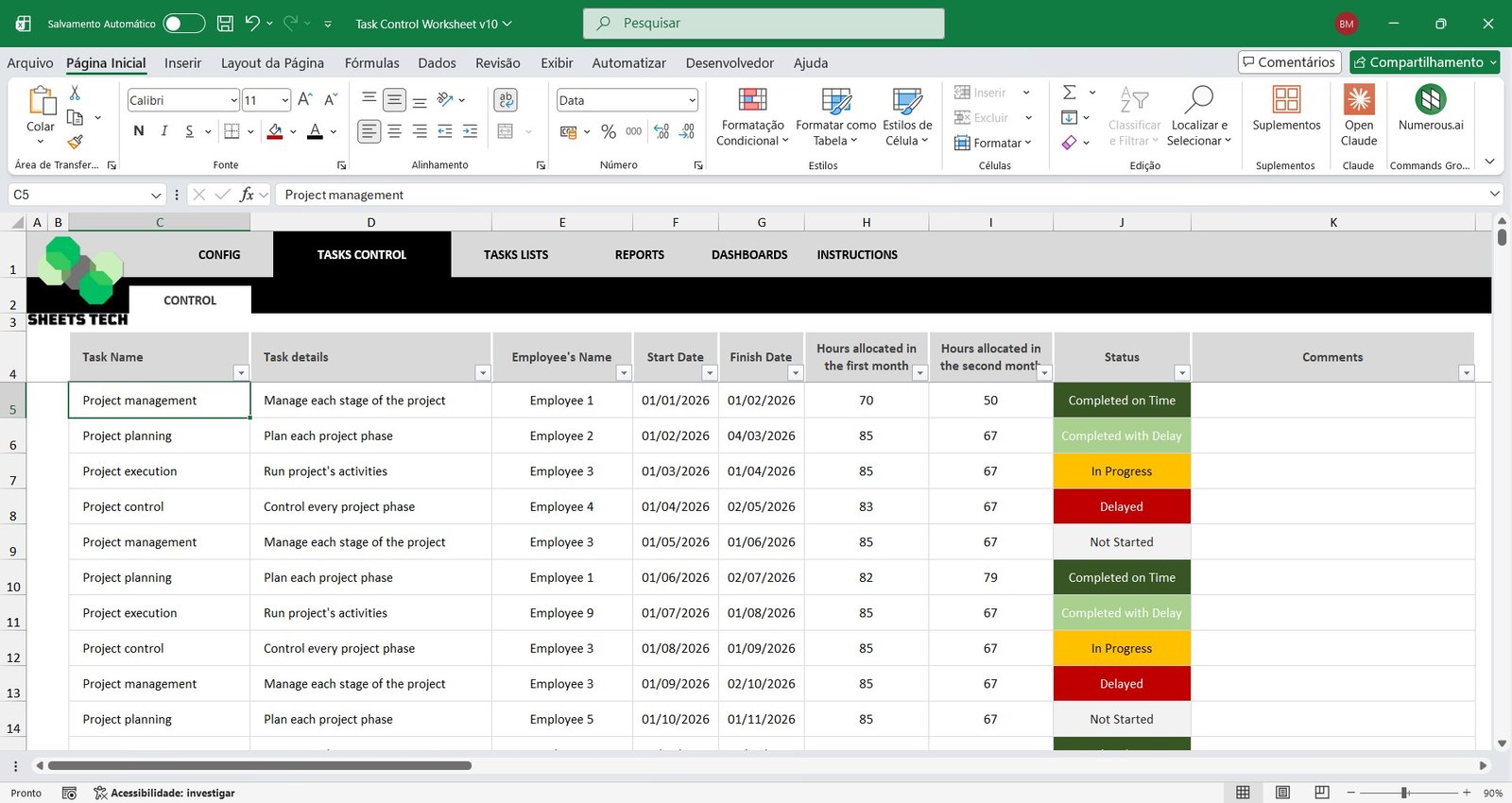 Task Control Excel Spreadsheet Template - Image 5