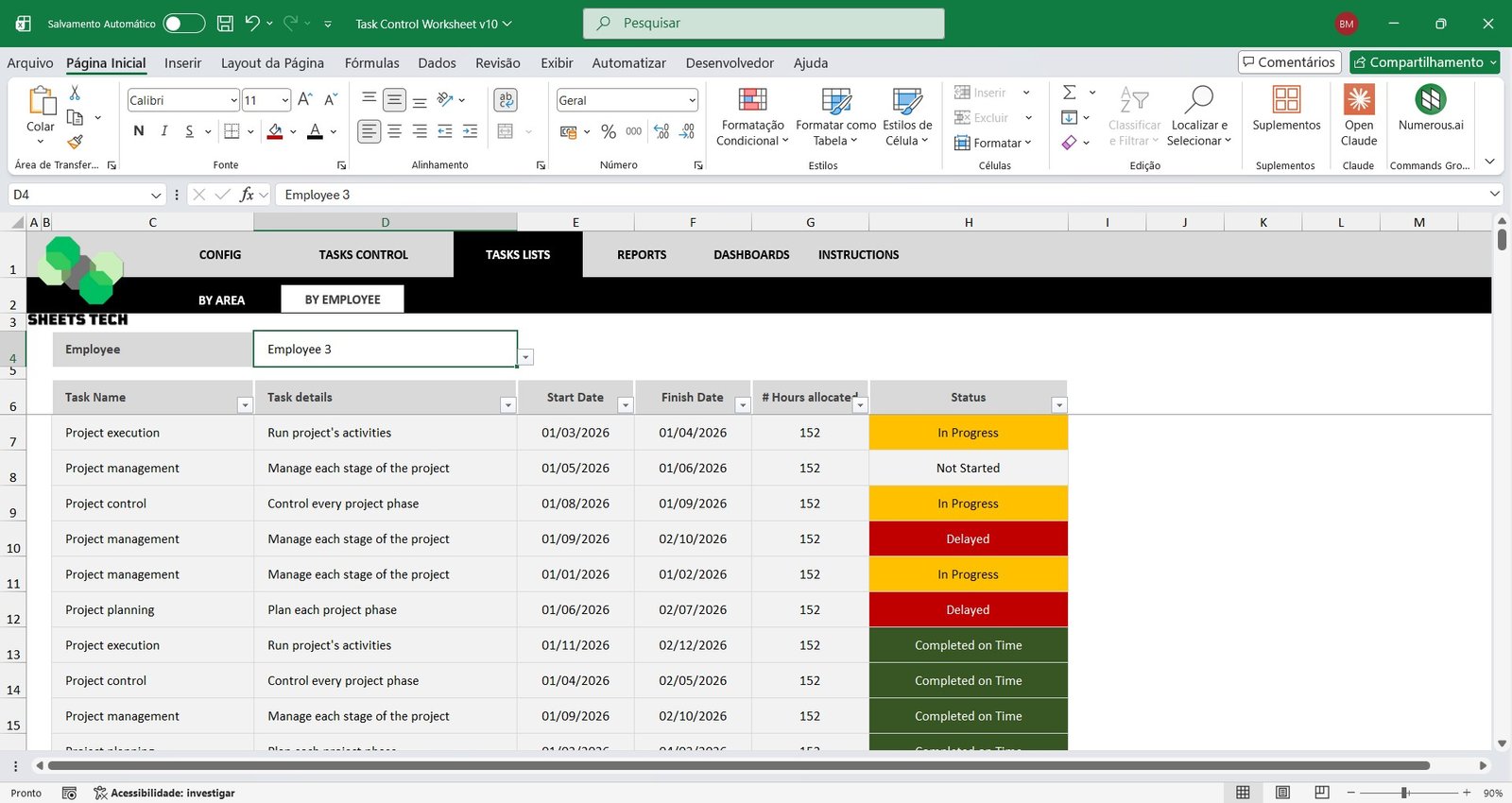 Task Control Excel Spreadsheet Template - Image 4